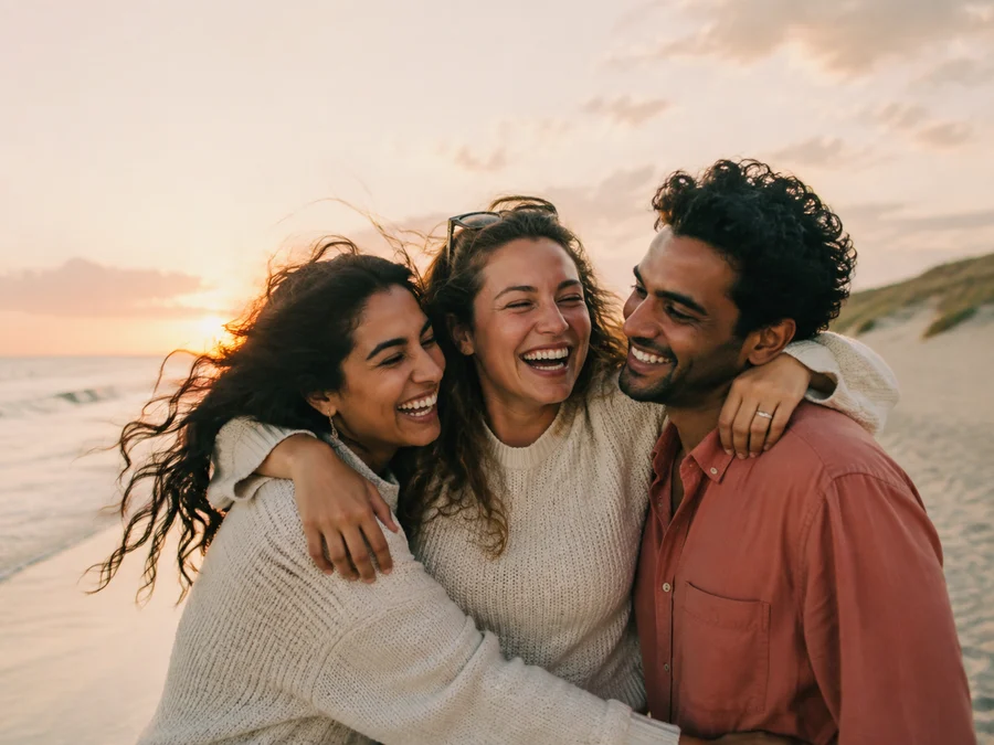 Friends together at sunset from our Memory Film demo